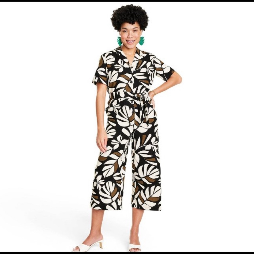 Tabitha Brown for Target Jumpsuit in Black Botanical Print EUC